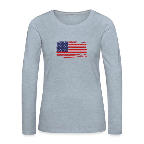 US Flag Leaf Life - Women's Premium Slim Fit Long Sleeve T-Shirt