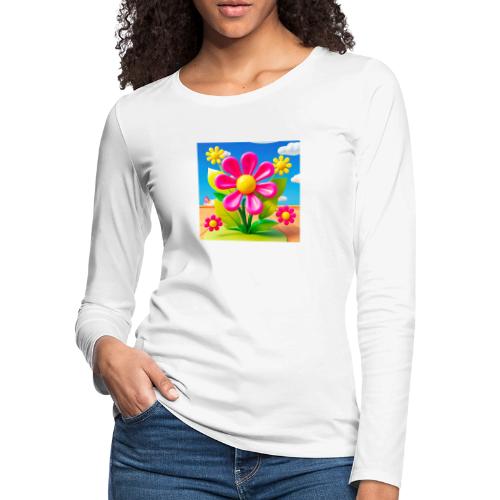 Pink Floral Peace | Sky & Nature Design - Women's Premium Slim Fit Long Sleeve T-Shirt