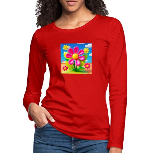 Pink Floral Peace | Sky & Nature Design - Women's Premium Slim Fit Long Sleeve T-Shirt