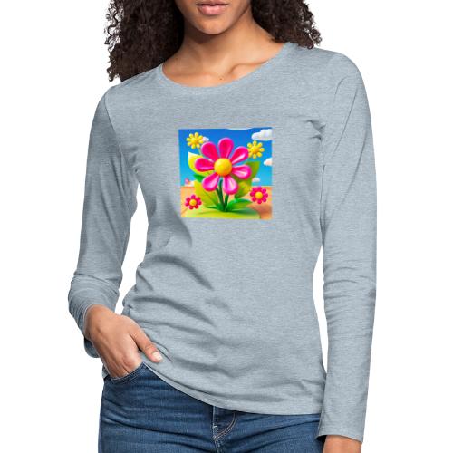 Pink Floral Peace | Sky & Nature Design - Women's Premium Slim Fit Long Sleeve T-Shirt