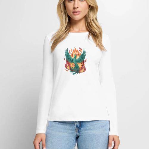 Phoenix Rising Mythical Fire Bird Fantasy Design - Women's Premium Slim Fit Long Sleeve T-Shirt