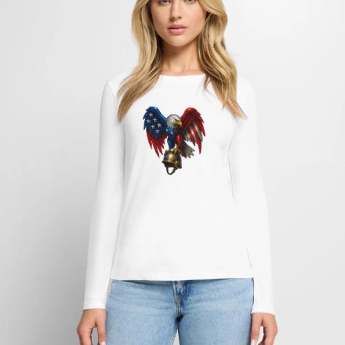 American Flag Bald Eagle - Helmet - Women's Premium Slim Fit Long Sleeve T-Shirt