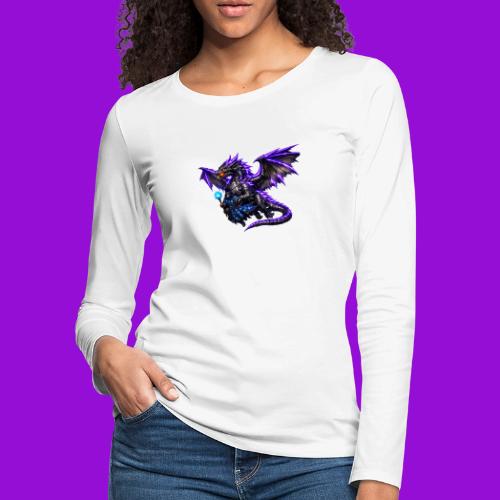 Neon Dragon and Battle Mage - Women's Premium Slim Fit Long Sleeve T-Shirt