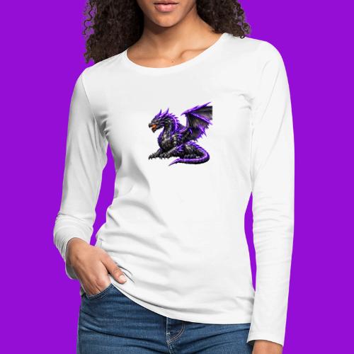 Neon Dragon at Rest - Women's Premium Slim Fit Long Sleeve T-Shirt