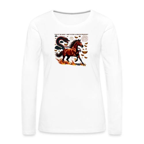 Year of the Horse Victory T Shirt, Lunar New Year - Women's Premium Slim Fit Long Sleeve T-Shirt