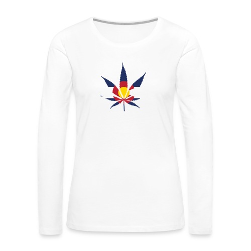 Colorado Pot Leaf Flag - Women's Premium Slim Fit Long Sleeve T-Shirt