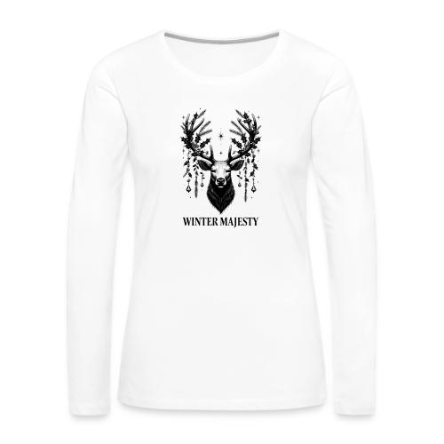 Majestic Reindeer T-Shirt, Poster, & Mug - Women's Premium Slim Fit Long Sleeve T-Shirt