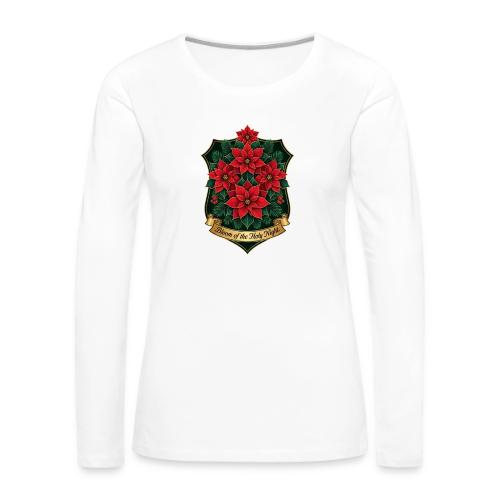 Poinsettia Crest T-Shirt - Women's Premium Slim Fit Long Sleeve T-Shirt
