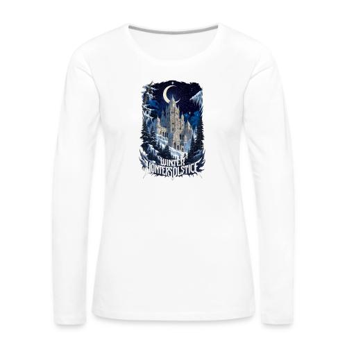 Celestial Winter Temple T-Shirt - Women's Premium Slim Fit Long Sleeve T-Shirt