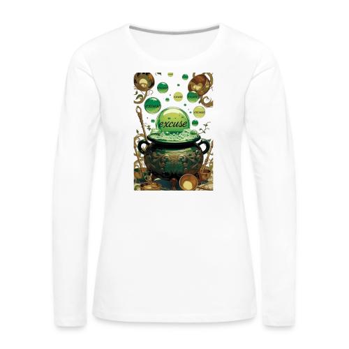 Emerald Excuses Cauldron Graphic Tee - Women's Premium Slim Fit Long Sleeve T-Shirt