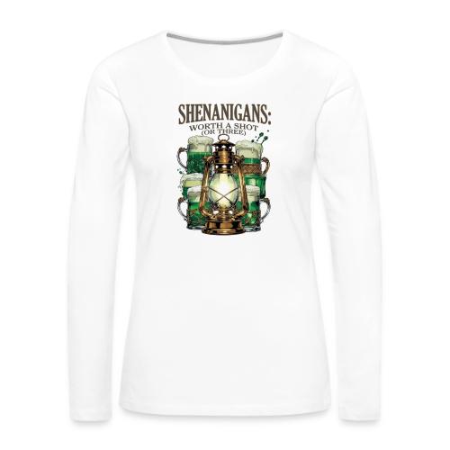 Worth a Shot Lantern Toast Graphic Tee - Women's Premium Slim Fit Long Sleeve T-Shirt