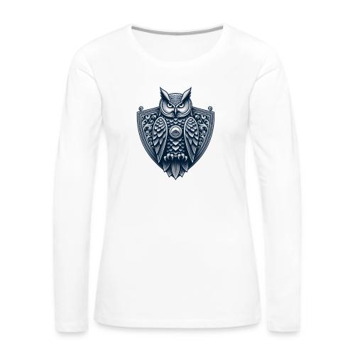 Night Watch Owl T Shirt, Sarcastic Dad Gift - Women's Premium Slim Fit Long Sleeve T-Shirt