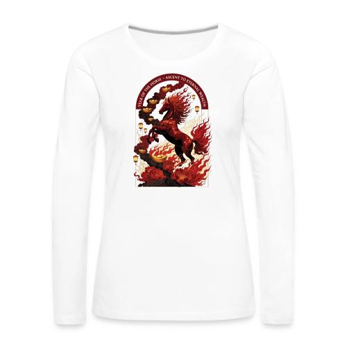 Year of the Horse Rise T Shirt,Lunar New Year Gift - Women's Premium Slim Fit Long Sleeve T-Shirt