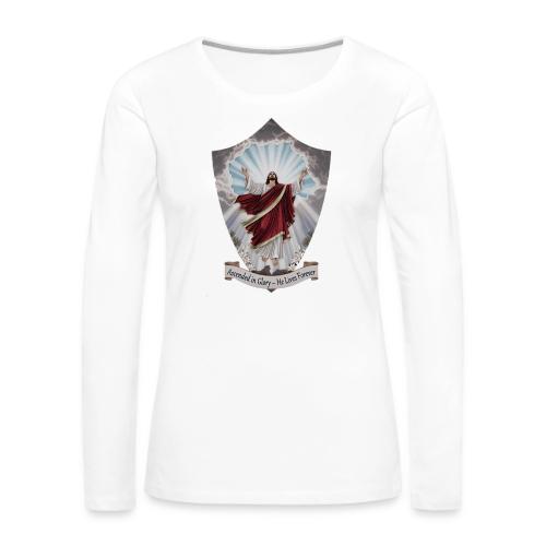 Easter Ascended in Glory T Shirt,Resurrection Gift - Women's Premium Slim Fit Long Sleeve T-Shirt