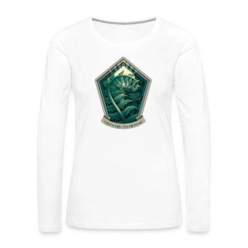 Easter Unfurl in Light Fern T Shirt, Spring Gift - Women's Premium Slim Fit Long Sleeve T-Shirt