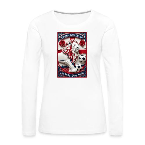 England Lion Soccer T Shirt, Football Pride Gift - Women's Premium Slim Fit Long Sleeve T-Shirt