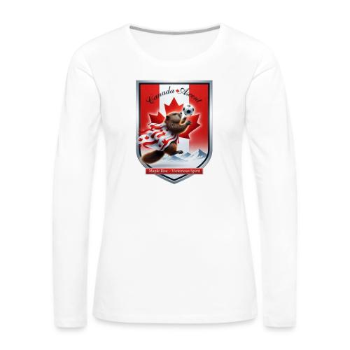 Canada Beaver Ascent T-Shirt, Canadian Pride Gift - Women's Premium Slim Fit Long Sleeve T-Shirt