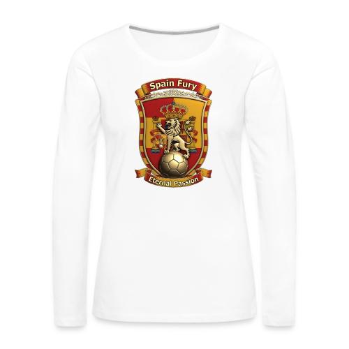 Spain Lion Fury T-Shirt, Spanish Crest Gift - Women's Premium Slim Fit Long Sleeve T-Shirt