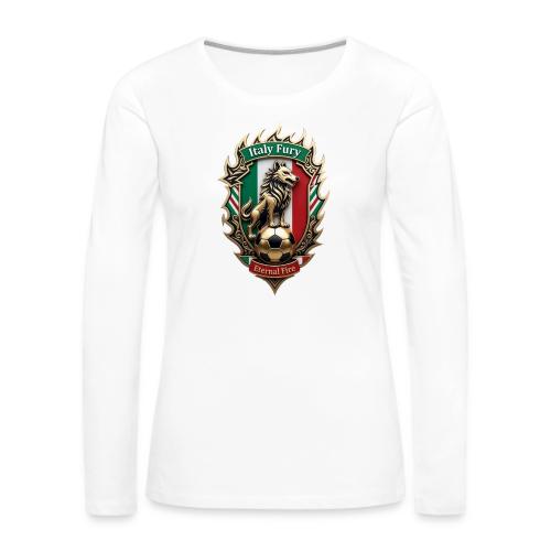 Italy Wolf Fury T-Shirt, Italian Flag Pride Gift - Women's Premium Slim Fit Long Sleeve T-Shirt