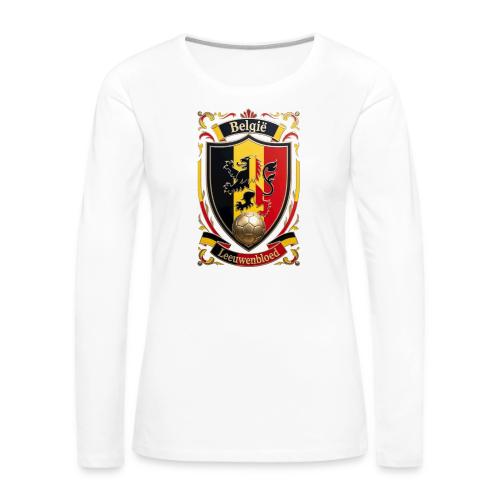 Belgium Lion Crest T-Shirt, Belgian Flag Gift - Women's Premium Slim Fit Long Sleeve T-Shirt