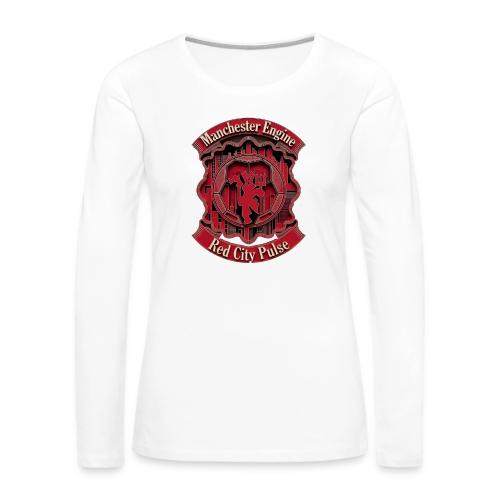 Red Manchester T Shirt, Red Soccer City Pride Gift - Women's Premium Slim Fit Long Sleeve T-Shirt