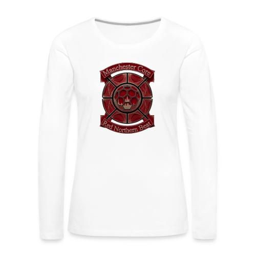 Manchester Is Red T Shirt, Soccer City Pride Gift - Women's Premium Slim Fit Long Sleeve T-Shirt