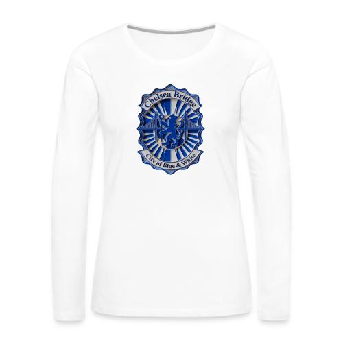 Chelsea Blue Bridge T Shirt, Soccer Fan Gift - Women's Premium Slim Fit Long Sleeve T-Shirt