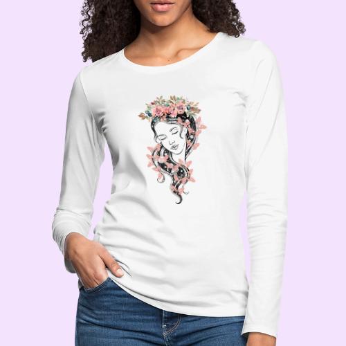 Butterfly Flower Goddess - Fairytale Design - Women's Premium Slim Fit Long Sleeve T-Shirt