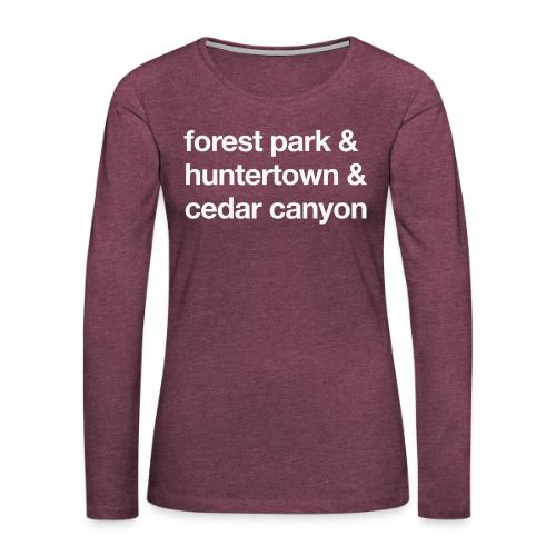 1 Church 3 Locations - Women's Premium Slim Fit Long Sleeve T-Shirt