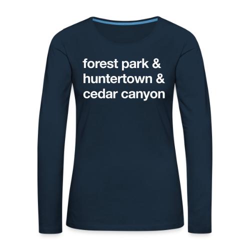 1 Church 3 Locations - Women's Premium Slim Fit Long Sleeve T-Shirt