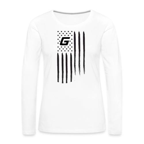GvLL G Logo American Flag - Women's Premium Slim Fit Long Sleeve T-Shirt