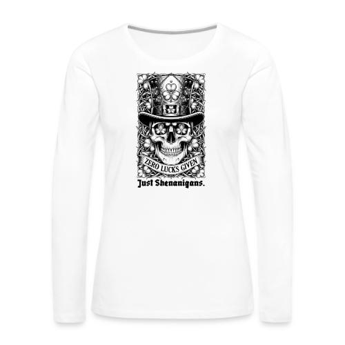 Salty Shamrock Skull T-Shirt - Women's Premium Slim Fit Long Sleeve T-Shirt