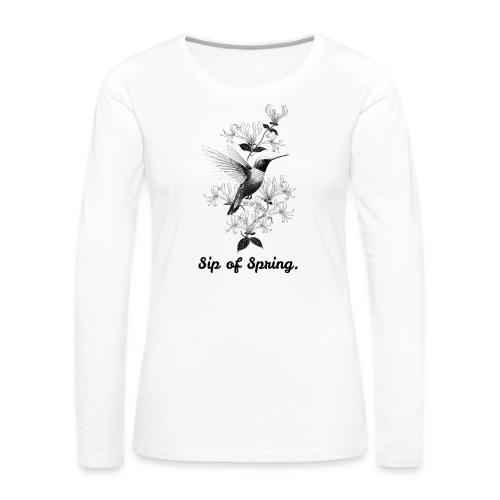 Hummingbird T-Shirt, Honeysuckle Vine - Women's Premium Slim Fit Long Sleeve T-Shirt