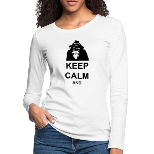 KEEP CALM MONKEY CUSTOM TEXT - Women's Premium Slim Fit Long Sleeve T-Shirt