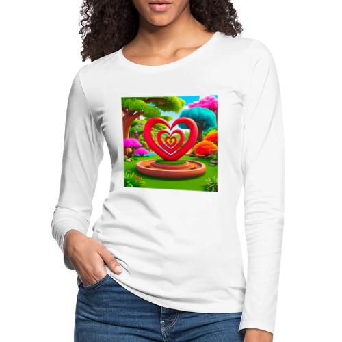 Triple heart landscape, nature, love, happiness - Women's Premium Slim Fit Long Sleeve T-Shirt