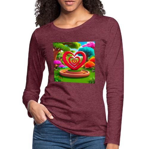 Triple heart landscape, nature, love, happiness - Women's Premium Slim Fit Long Sleeve T-Shirt