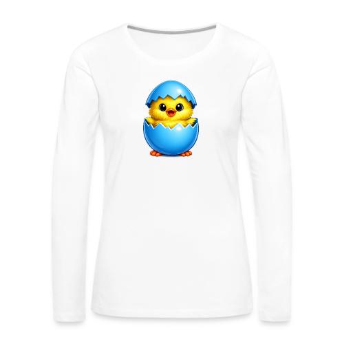 Easter Chick Blue - Women's Premium Slim Fit Long Sleeve T-Shirt
