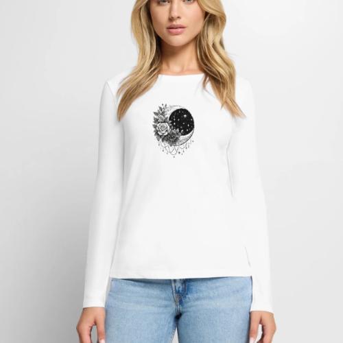 Crescent Moon Floral - Women's Premium Slim Fit Long Sleeve T-Shirt