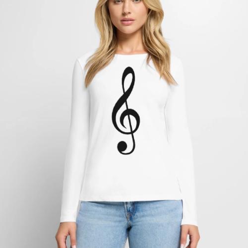 G CLEF - BLACK DESIGN - Women's Premium Slim Fit Long Sleeve T-Shirt