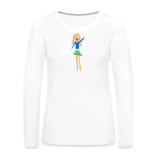 Sophia, White Outline, Full Color (tshirts) - Women's Premium Slim Fit Long Sleeve T-Shirt