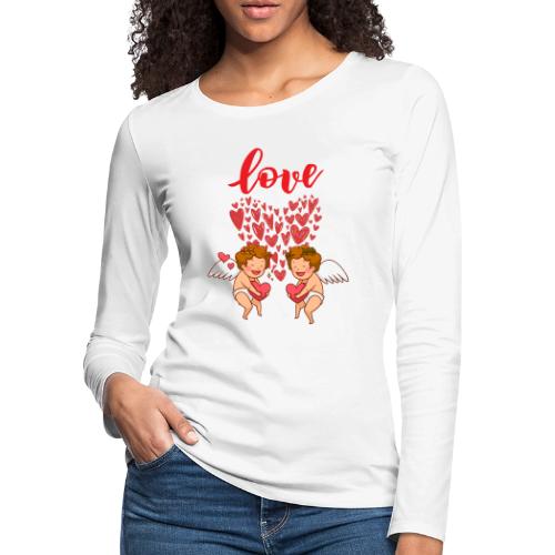 Cupid Love Designs, cupid love angel vibration. - Women's Premium Slim Fit Long Sleeve T-Shirt