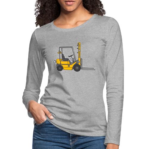 Yellow Fork-lift truck, stacker truck - Women's Premium Slim Fit Long Sleeve T-Shirt