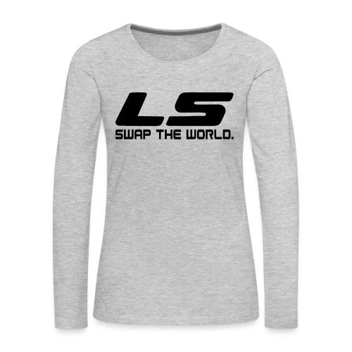 LS Swap The WORLD (Back and Front) - Women's Premium Slim Fit Long Sleeve T-Shirt