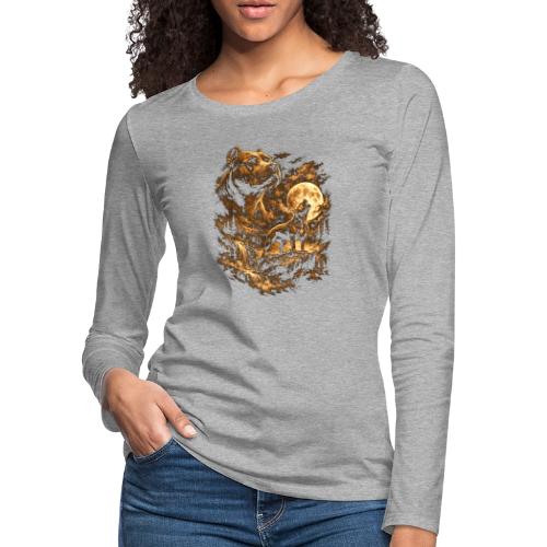 Pit Bull Howling Moon Fantasy Forest Tee - Women's Premium Slim Fit Long Sleeve T-Shirt
