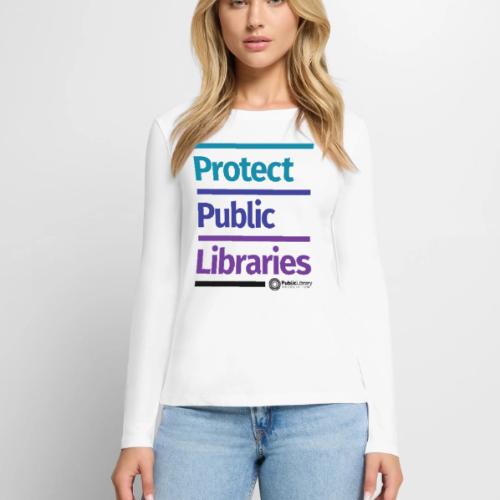 PLA Protect Public Libraries - Women's Premium Slim Fit Long Sleeve T-Shirt