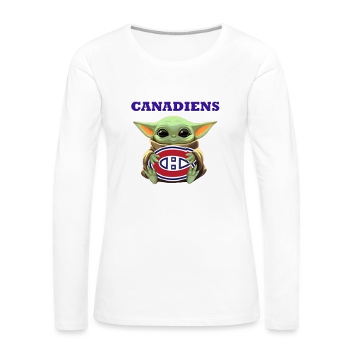 Montreal Canadiens Yoda - Women's Premium Slim Fit Long Sleeve T-Shirt