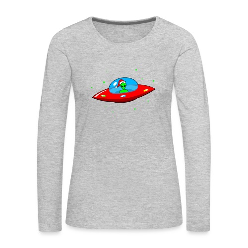 UFO Alien Santa Claus - Women's Premium Slim Fit Long Sleeve T-Shirt