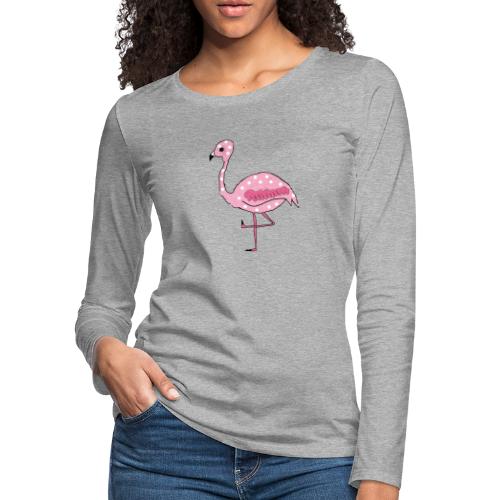 Polka Dotted Flamingo - Women's Premium Slim Fit Long Sleeve T-Shirt