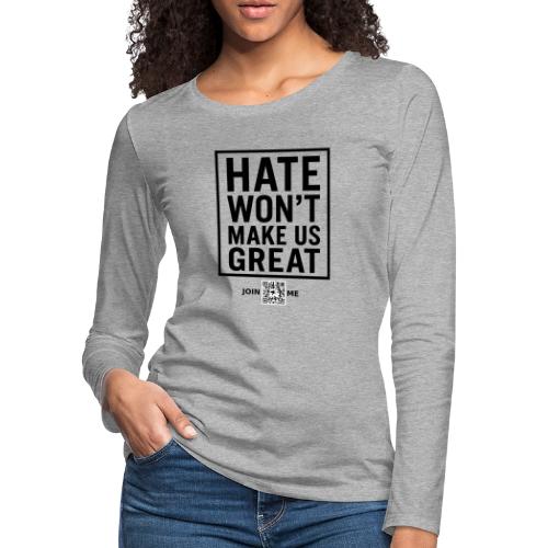 Hate (black, front-facing) - Women's Premium Slim Fit Long Sleeve T-Shirt