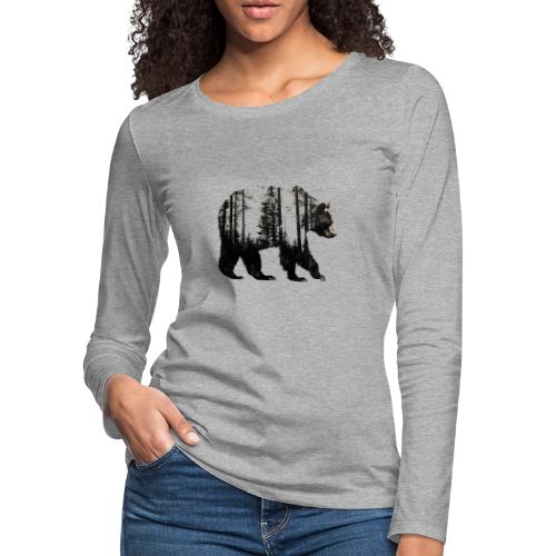 Evergreen Bear Silhouette - Women's Premium Slim Fit Long Sleeve T-Shirt